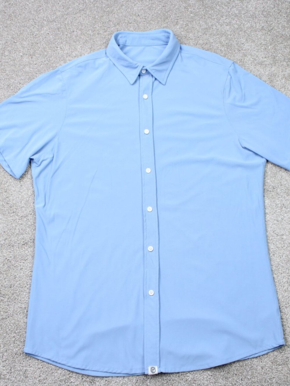 Born Primitive Shirt Men XL Blue Nylon Stretch Short Sleeve Casual Button Preppy